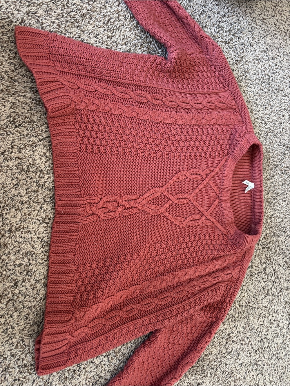Mudd Cable Knit Crewneck Sweater - Rosewood